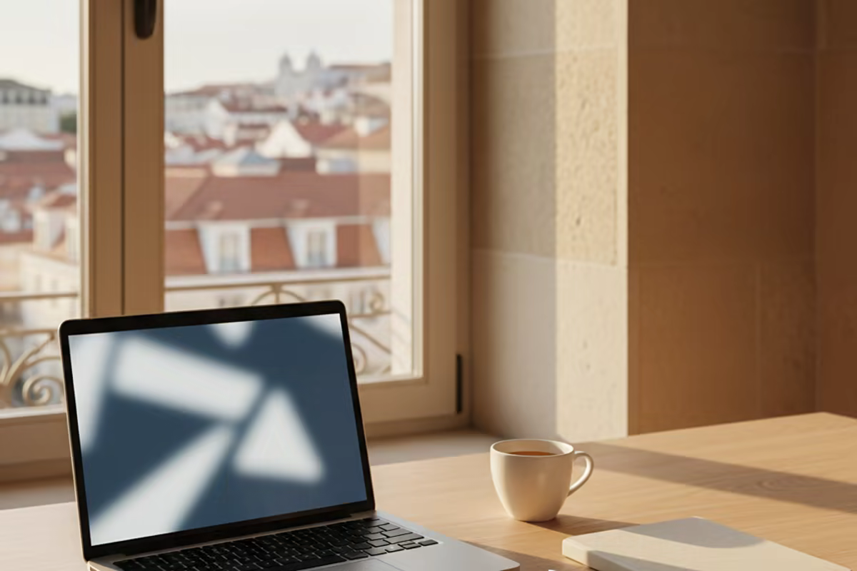 Lisbon desk scene representing Portugal Golden Visa renewal portal processing