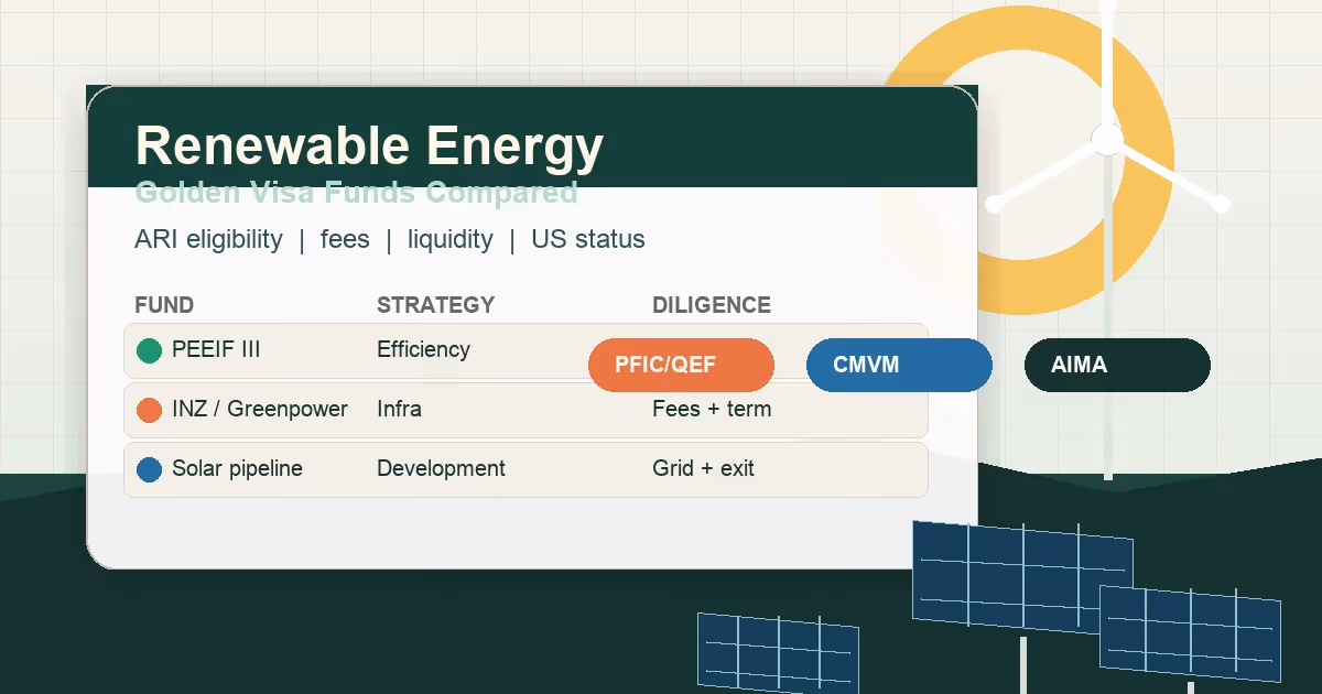 Renewable energy Portugal Golden Visa fund comparison dashboard